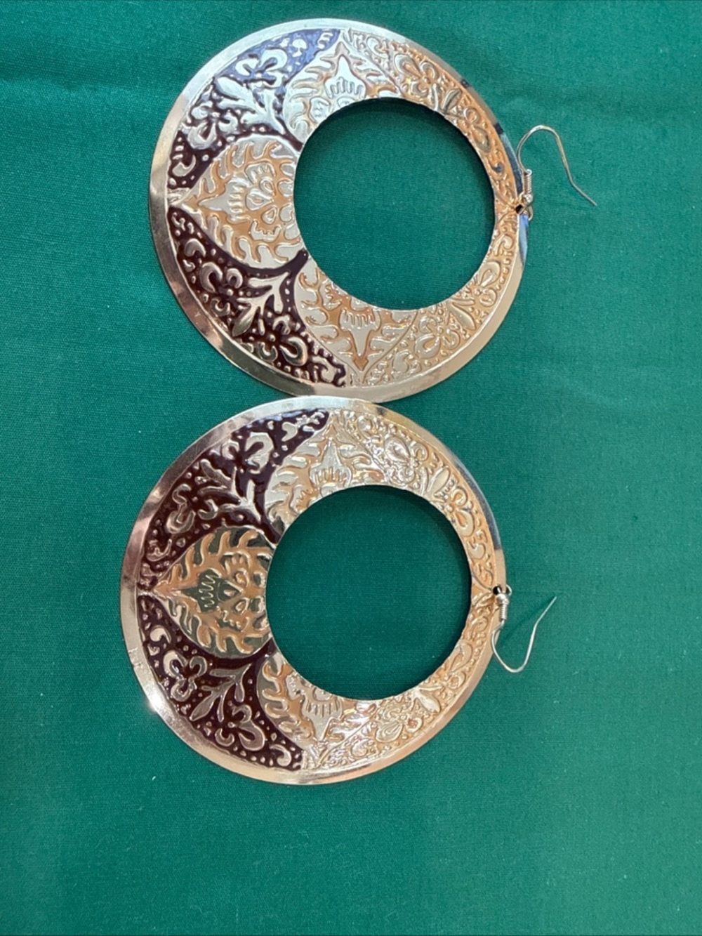 Gold-Tone Filigree Circular Hoop Earrings in Gold